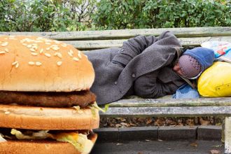 McDonalds giving cheeseburgers to homeless people