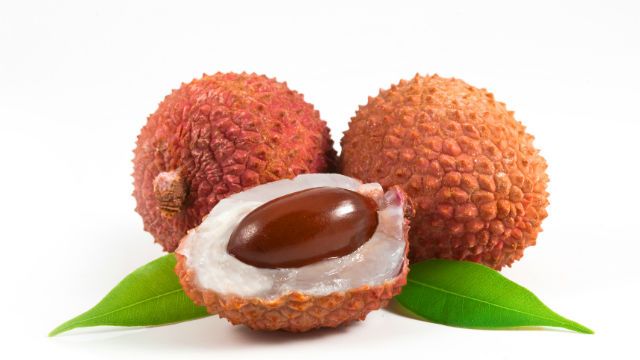 Lychees with leafs