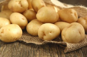 Close up of fresh organic potatoes