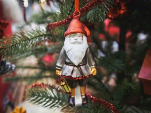 Christmas tree decoration with santa claus doll
