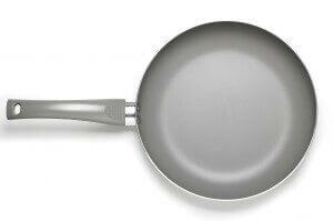 Gray Teflon Pan on White background Top view