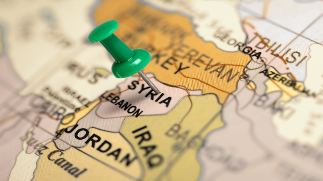 Location Syria. Green pin on the map.