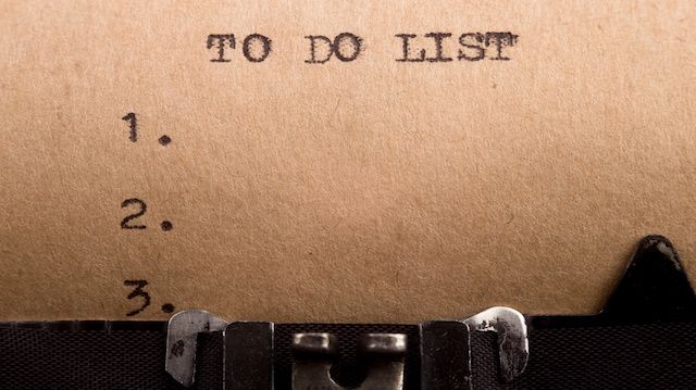 To do list typed on the typewriter