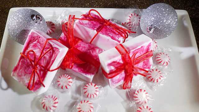 3 Ingredient Candy Cane Peppermint Soap Feature Photo