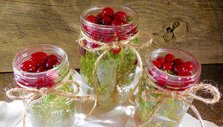 Floating Canles with Cranberries and Greenery Photo 6
