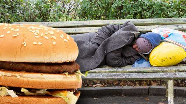 McDonalds giving cheeseburgers to homeless people
