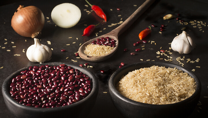 Rice and beans form a complete protein, helping your body to build muscle.
