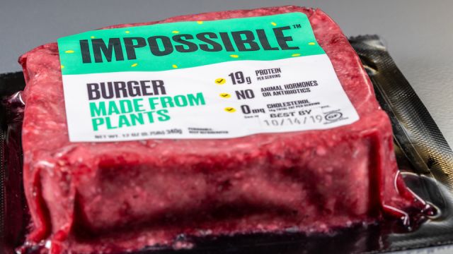 Impossible plant based burger package of three patties