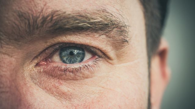 Man's eye is close