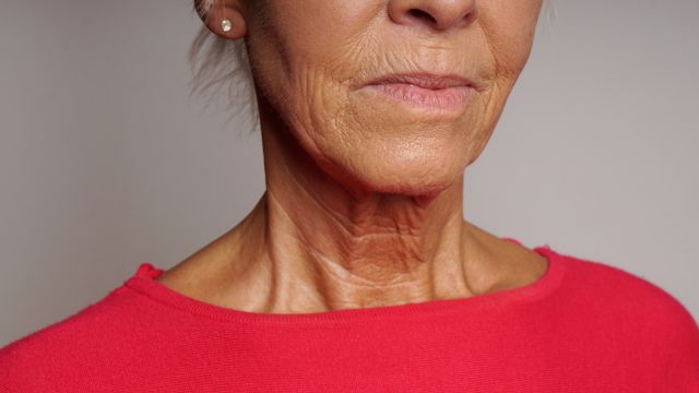 mature woman with wrinkles