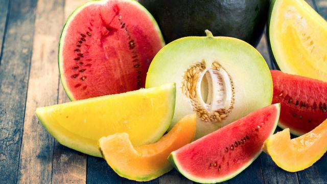 Fresh watermelons and melons
